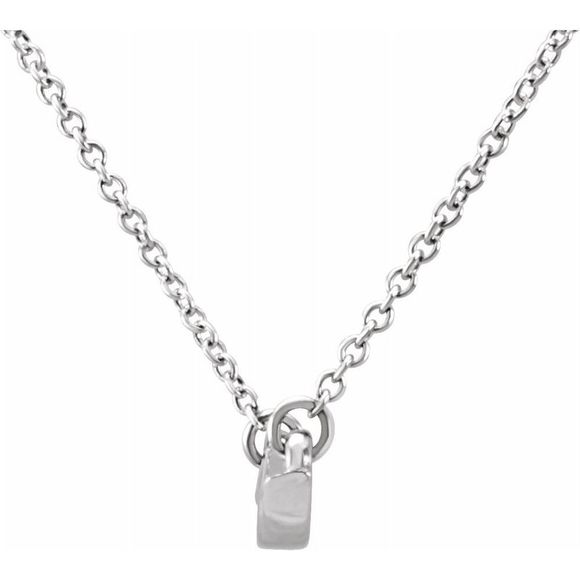 14k White Gold 36mm Freeform Bar Necklace, 17.5 Inch - Picture 2 of 4